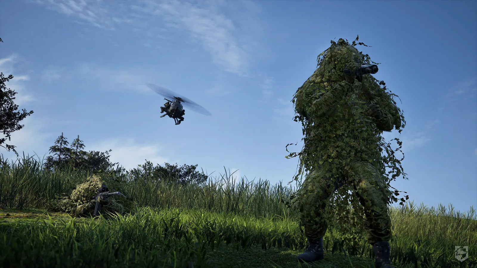 A WARDOGS reconnaissance player in a ghillie suit