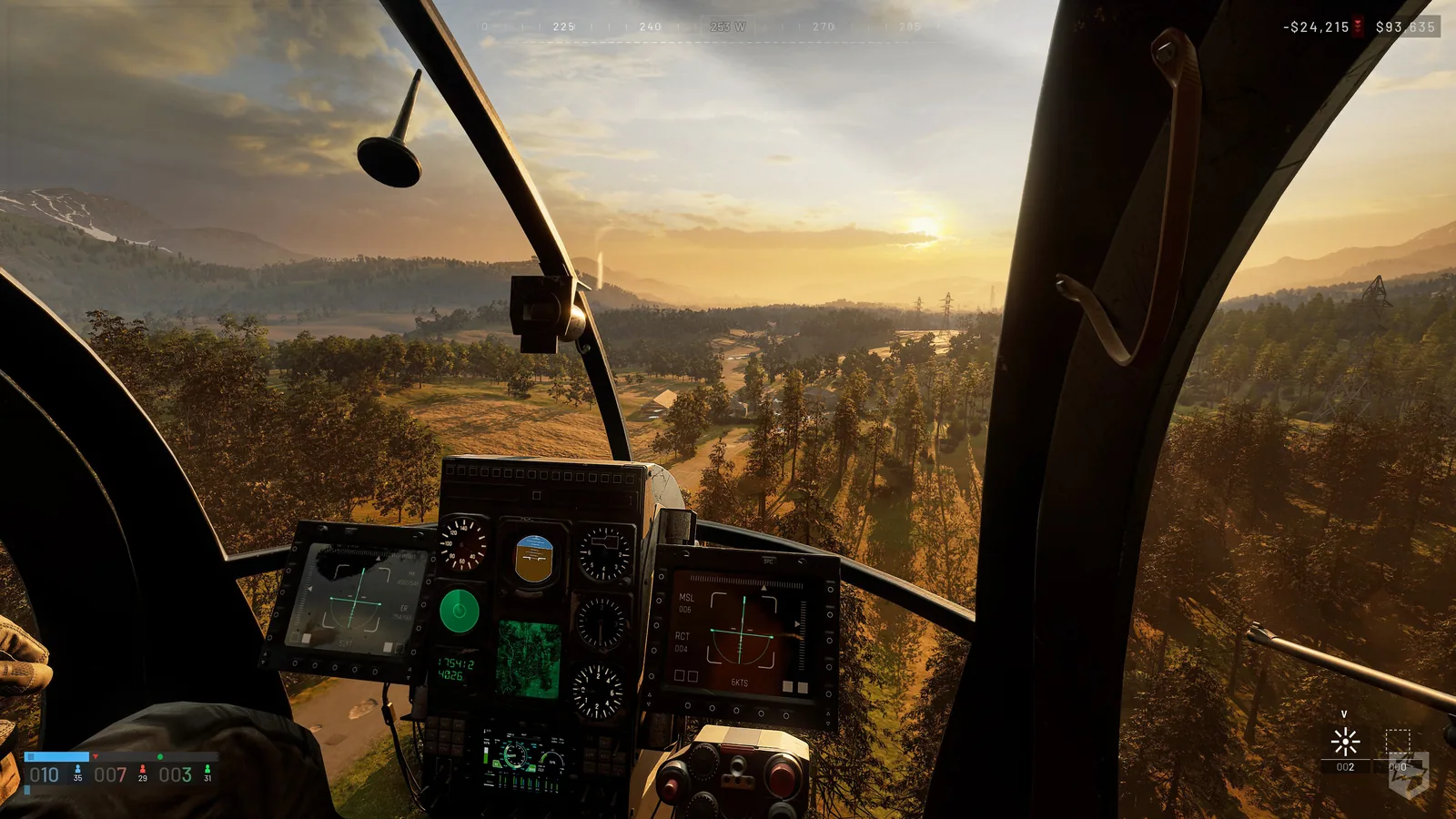 A helicopter flying over the WARDOGS battlefield